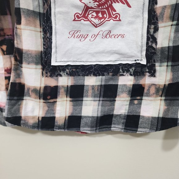 Eddie Bauer bleach dyed upcycled flannel shirt woman's size small - Picture 6 of 12